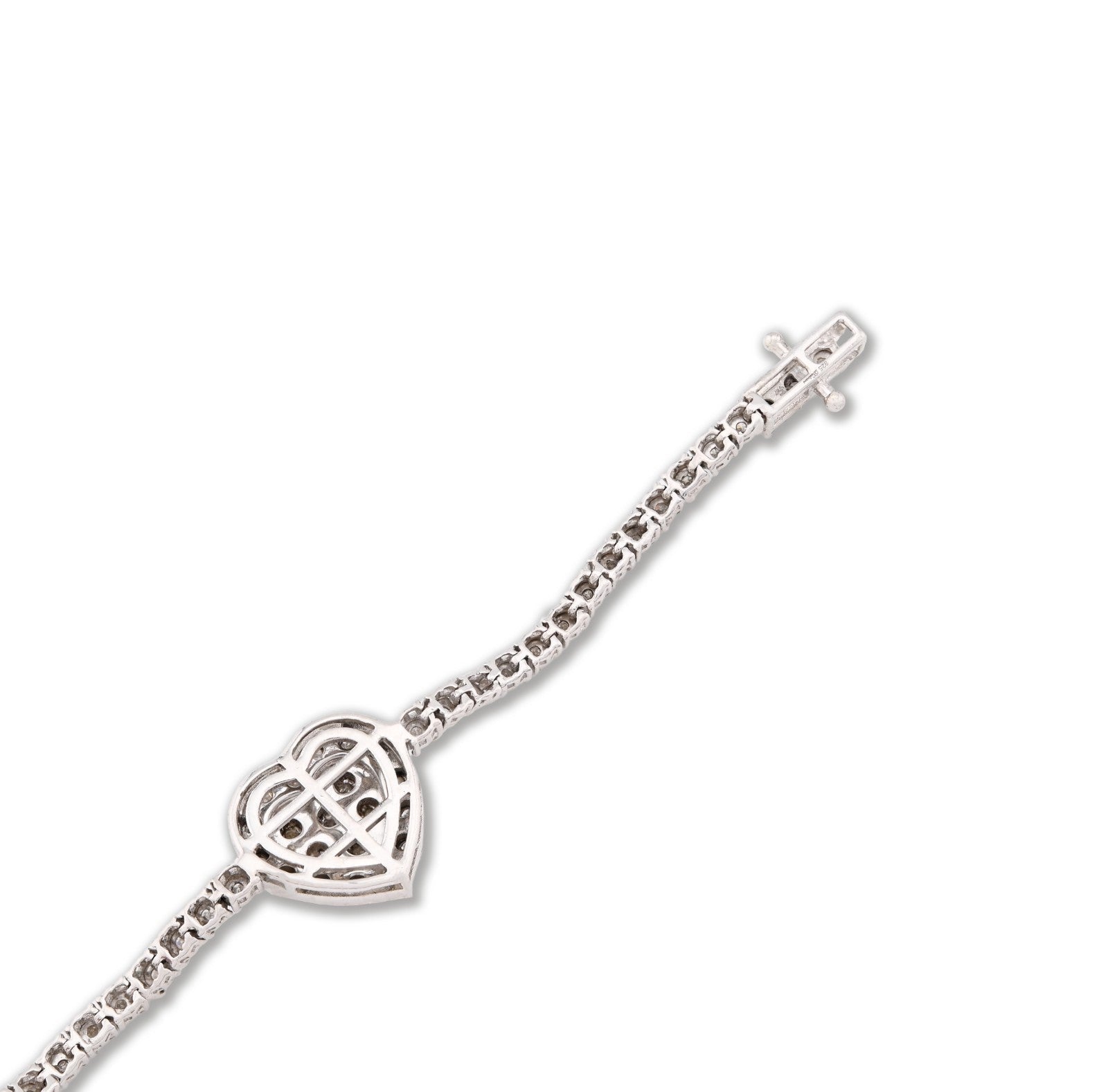 2.5MM 925 Silver 11.8gms 1.15CTW Natural Diamond Heart Tennis Bracelet 7 Inches - Elite Jewelers - Bracelets