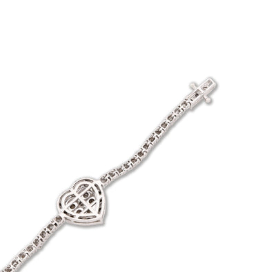 2.5MM 925 Silver 11.8gms 1.15CTW Natural Diamond Heart Tennis Bracelet 7 Inches - Elite Jewelers - Bracelets