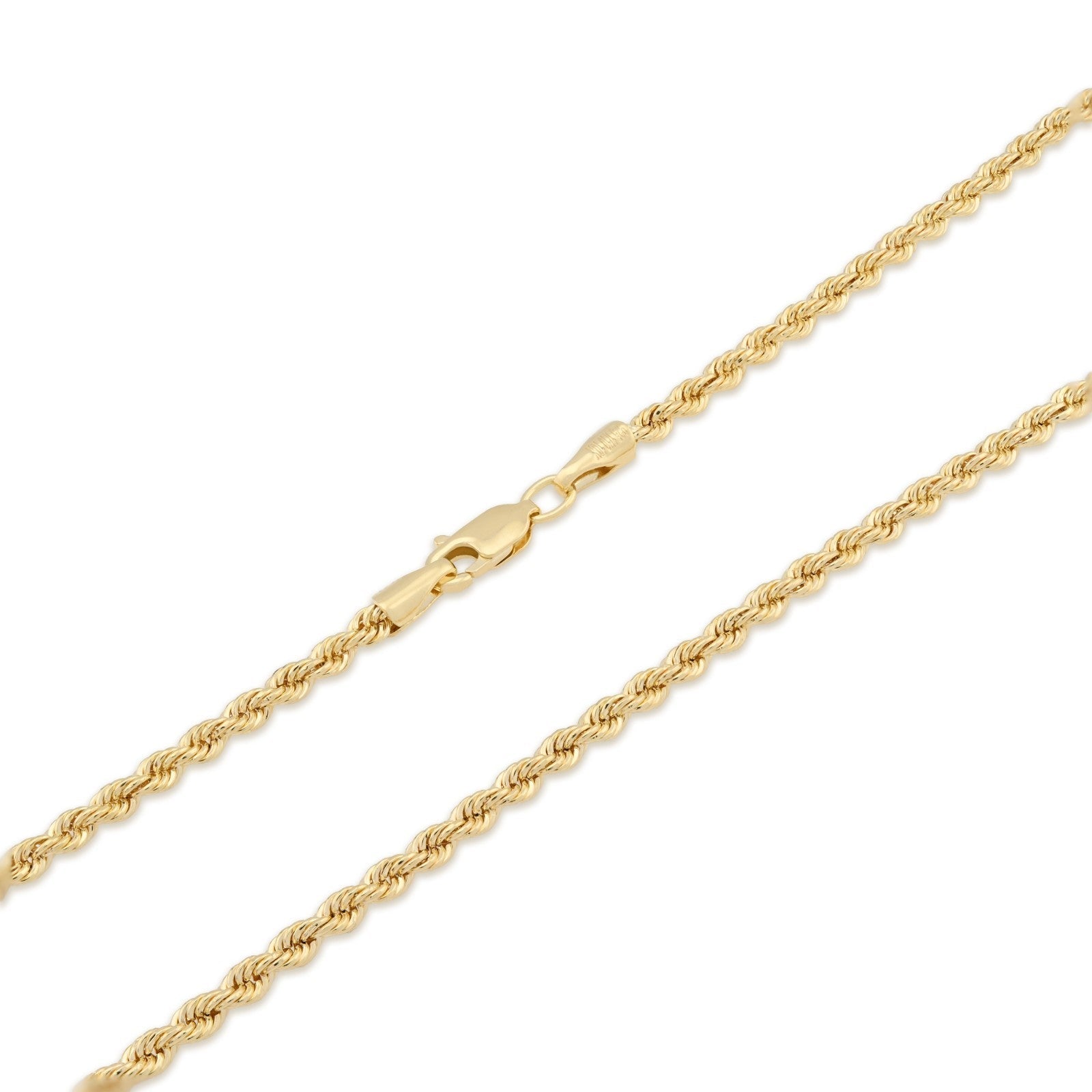 2.5MM Rope Chain Unisex 18 Inch 3.5gm 1/10th 10k Yellow Gold Bonded 925 Necklace - Elite Jewelers - Necklaces & Chains