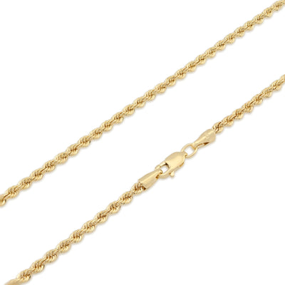 2.5MM Rope Chain Unisex 18 Inch 3.5gm 1/10th 10k Yellow Gold Bonded 925 Necklace - Elite Jewelers - Necklaces & Chains