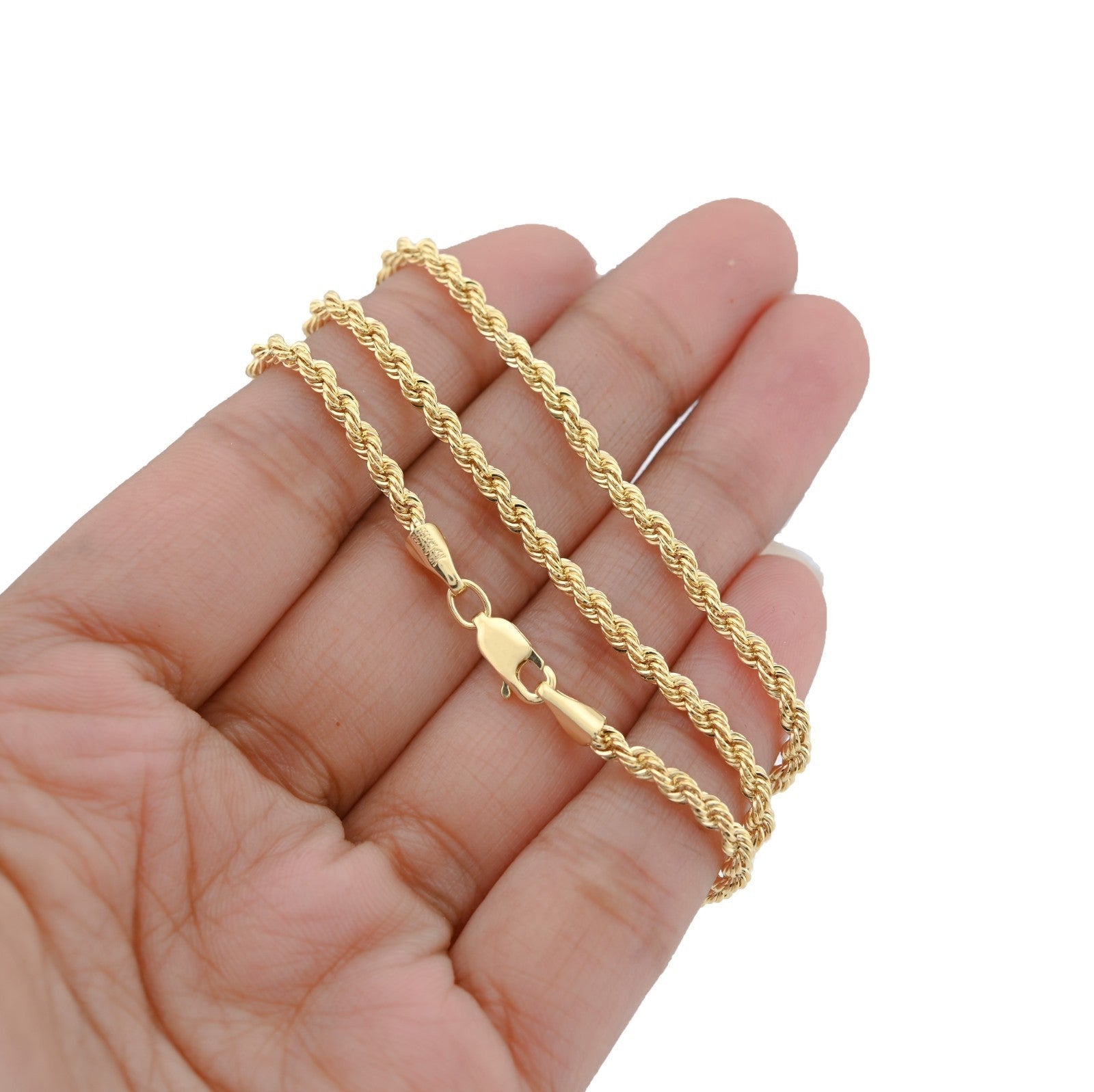 2.5MM Rope Chain Unisex 18 Inch 3.5gm 1/10th 10k Yellow Gold Bonded 925 Necklace - Elite Jewelers - Necklaces & Chains