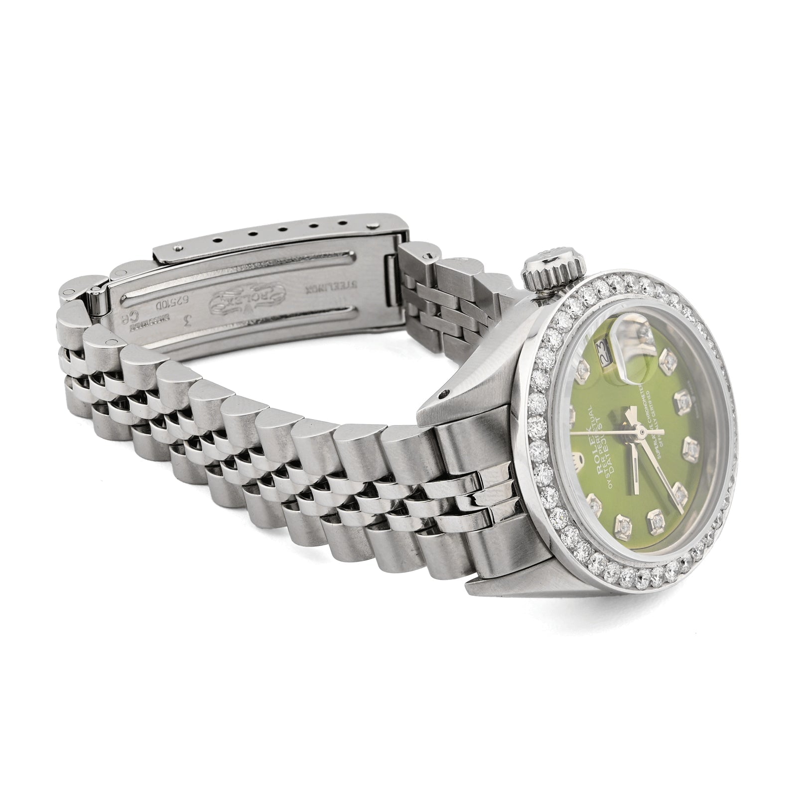 26MM Rolex Datejust Stainless Steel 1Ct Natural Diamond Bezel Green Face Jubilee Band Watch - Elite Jewelers - Luxury Watch