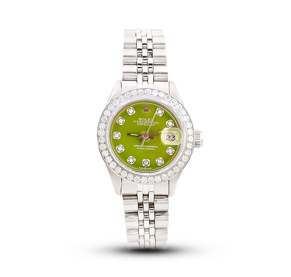 26MM Rolex Datejust Stainless Steel 1Ct Natural Diamond Bezel Green Face Jubilee Band Watch - Elite Jewelers - Luxury Watch