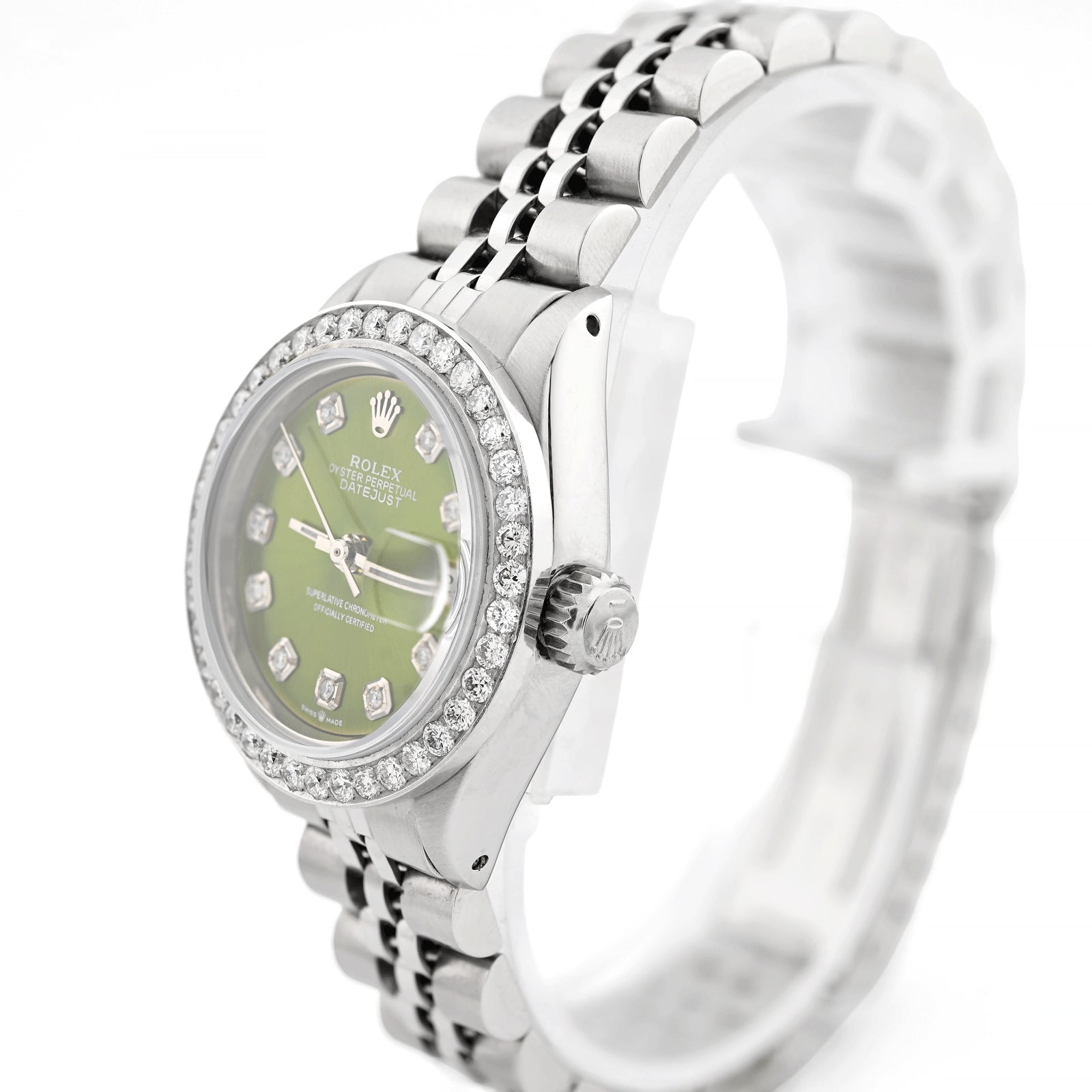 26MM Rolex Datejust Stainless Steel 1Ct Natural Diamond Bezel Green Face Jubilee Band Watch - Elite Jewelers - Luxury Watch