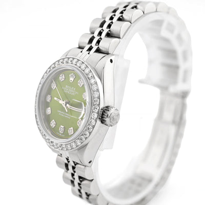26MM Rolex Datejust Stainless Steel 1Ct Natural Diamond Bezel Green Face Jubilee Band Watch - Elite Jewelers - Luxury Watch