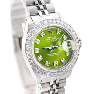 26MM Rolex Datejust Stainless Steel 1Ct Natural Diamond Bezel Green Face Jubilee Band Watch - Elite Jewelers - Luxury Watch