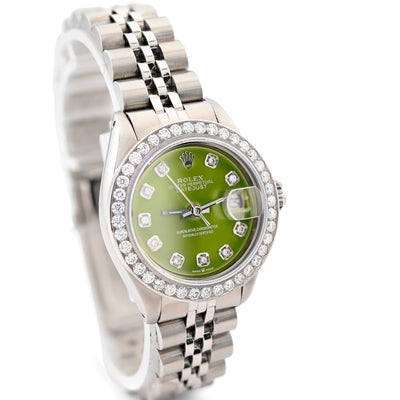 26MM Rolex Datejust Stainless Steel 1Ct Natural Diamond Bezel Green Face Jubilee Band Watch - Elite Jewelers - Luxury Watch