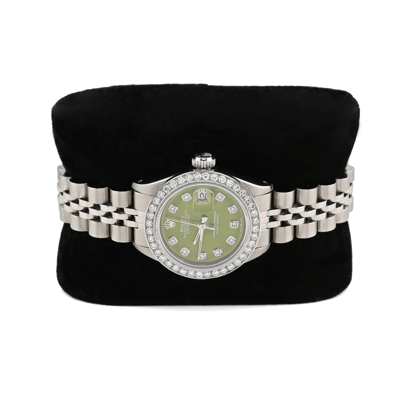 26MM Rolex Datejust Stainless Steel 1Ct Natural Diamond Bezel Green Face Jubilee Band Watch - Elite Jewelers - Luxury Watch