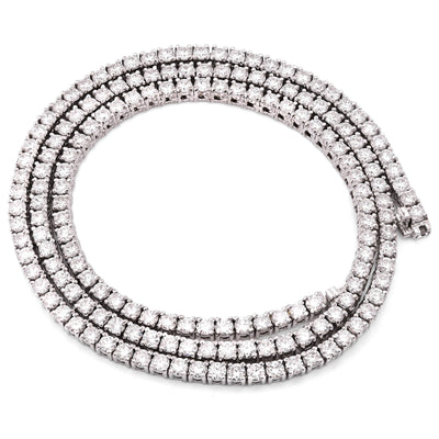 2.7MM 925 Sterling Silver 9 CTW Lab Diamond Tennis Chain 16 Inch 18.2gm Necklace - Elite Jewelers - Necklaces & Chains