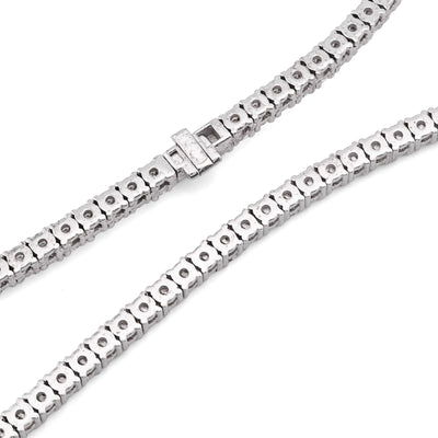 2.7MM 925 Sterling Silver 9 CTW Lab Diamond Tennis Chain 16 Inch 18.2gm Necklace - Elite Jewelers - Necklaces & Chains