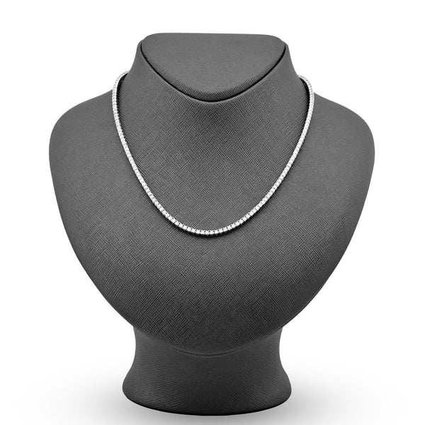 2.7MM 925 Sterling Silver 9 CTW Lab Diamond Tennis Chain 16 Inch 18.2gm Necklace - Elite Jewelers - Necklaces & Chains