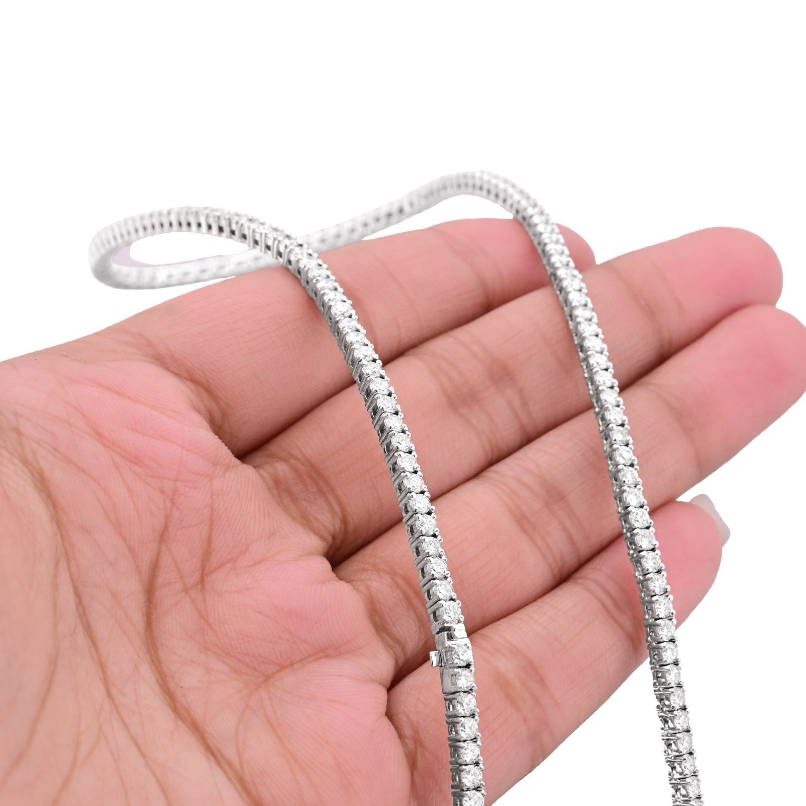 2.7MM 925 Sterling Silver 9 CTW Lab Diamond Tennis Chain 16 Inch 18.2gm Necklace - Elite Jewelers - Necklaces & Chains