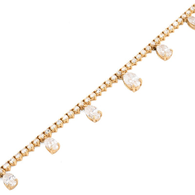 2.9MM 14K Yellow Gold 18.8g 9.52CT Lab Diamond 17In Tennis Pear Shape Drop Chain - Elite Jewelers - Necklaces & Chains