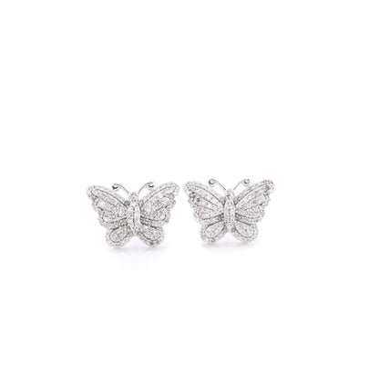 10k White Gold Butterfly 5/8 CT Diamond Stud Earrings