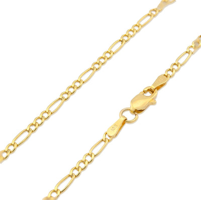 2MM 10k Yellow Gold 0.7gms Figaro Link Bracelet 8 Inch Armlet For Unisex Adults - Elite Jewelers - Bracelets