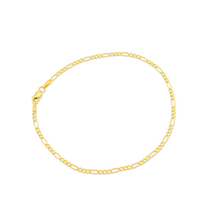 2MM 10k Yellow Gold 0.7gms Figaro Link Bracelet 8 Inch Armlet For Unisex Adults - Elite Jewelers - Bracelets