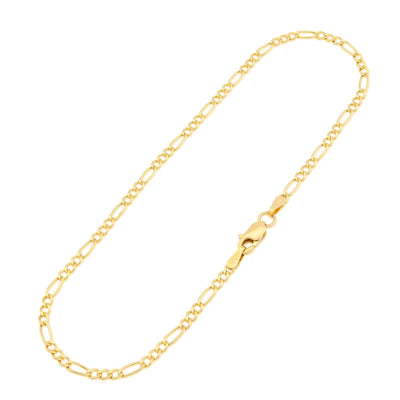 2MM 10k Yellow Gold 0.7gms Figaro Link Bracelet 8 Inch Armlet For Unisex Adults - Elite Jewelers - Bracelets