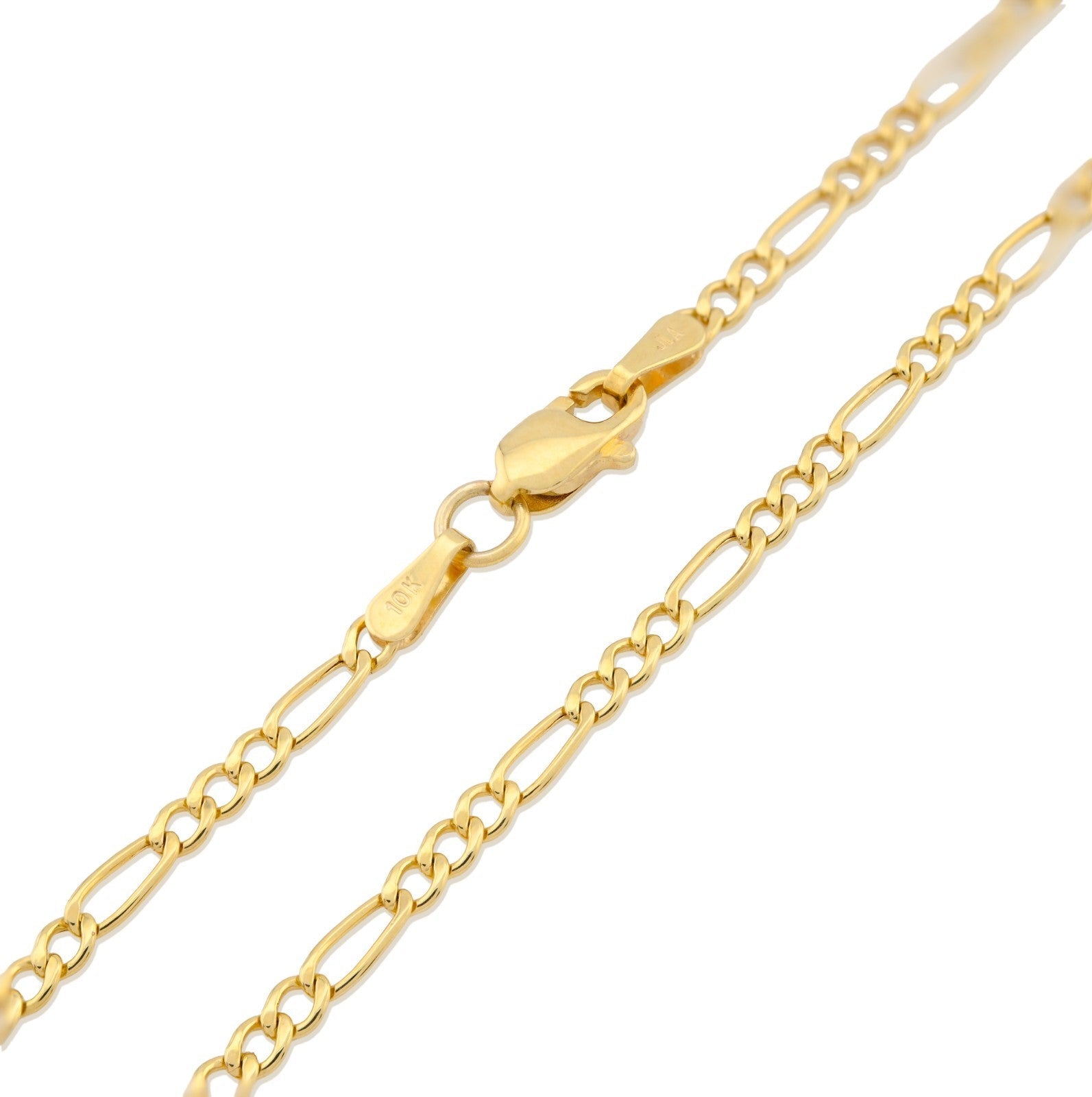2MM 10k Yellow Gold 0.7gms Figaro Link Bracelet 8 Inch Armlet For Unisex Adults - Elite Jewelers - Bracelets