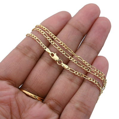 2MM 10k Yellow Gold 20 Inches 1.5 grams Figaro Chain Necklace For Mens Womens - Elite Jewelers - Necklaces & Chains