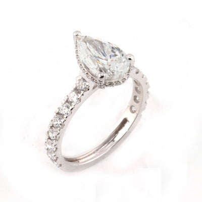 3 Ct IGI/EGL Certified VS Diamond Pear Solitaire Ring 14K White Gold - Elite Jewelers - Rings