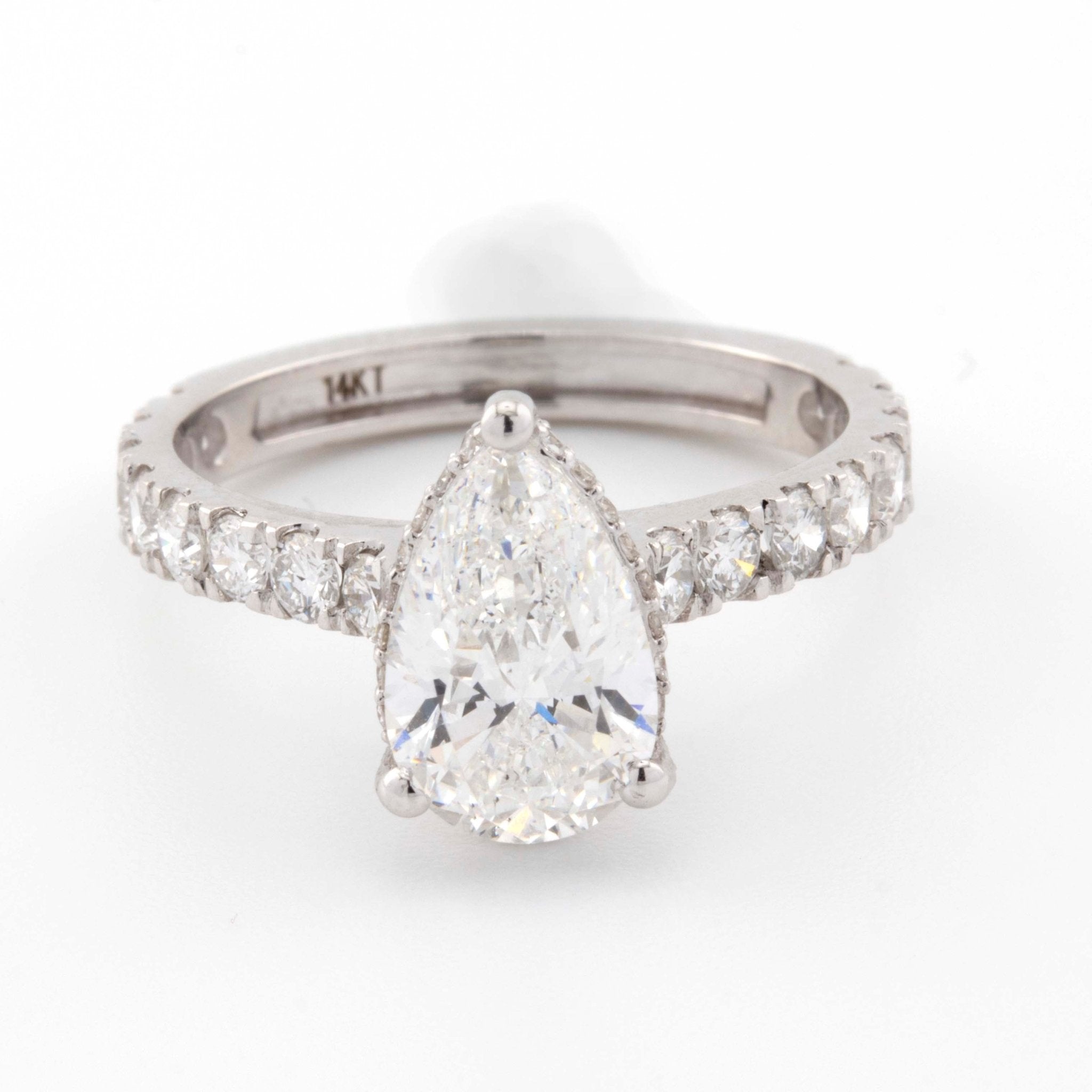 3 Ct IGI/EGL Certified VS Diamond Pear Solitaire Ring 14K White Gold - Elite Jewelers - Rings