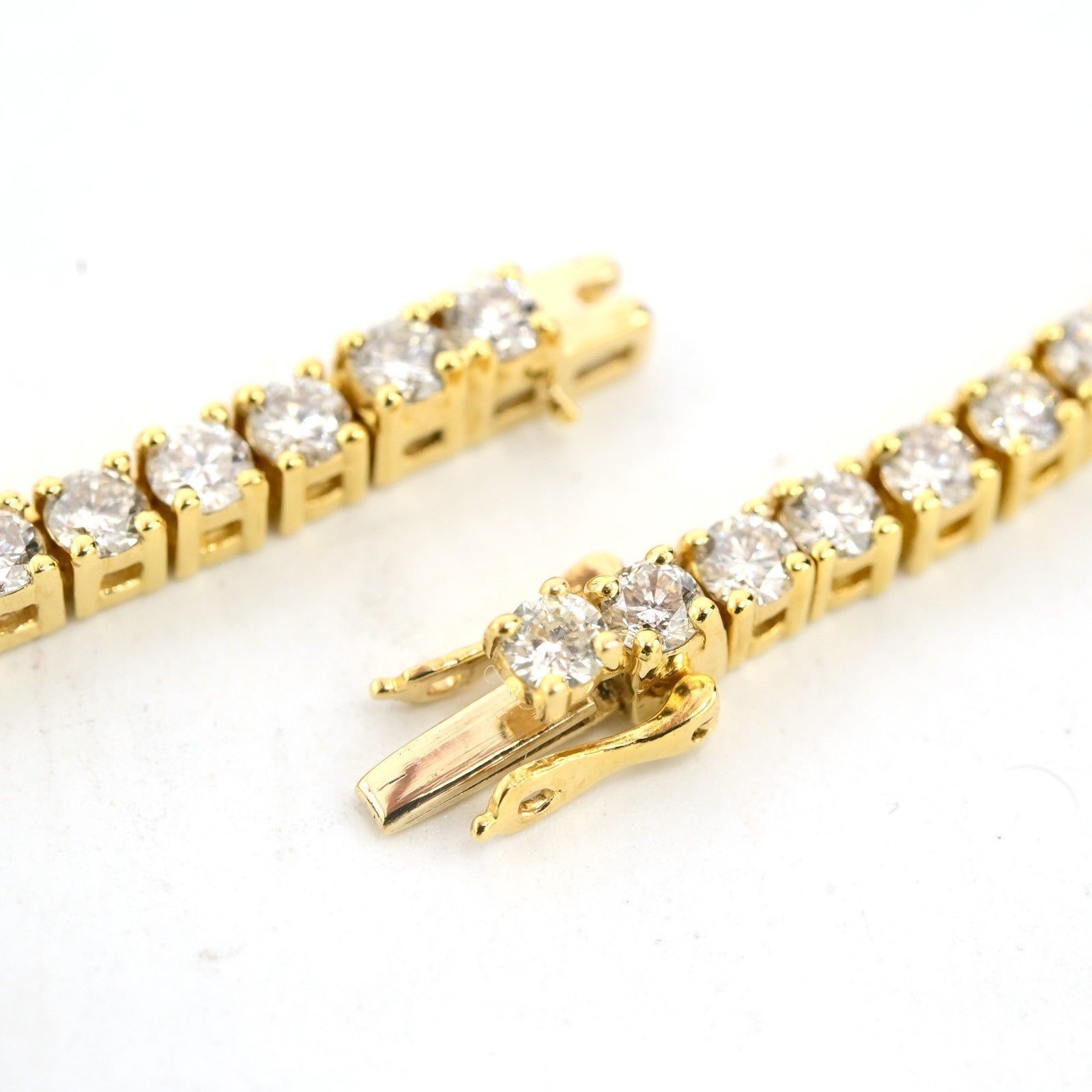3.2MM 10k Yellow Gold 21Inch 16CTW Diamond 10 Pointer Solitaire Tennis Chain 30g - Elite Jewelers - Necklaces & Chains