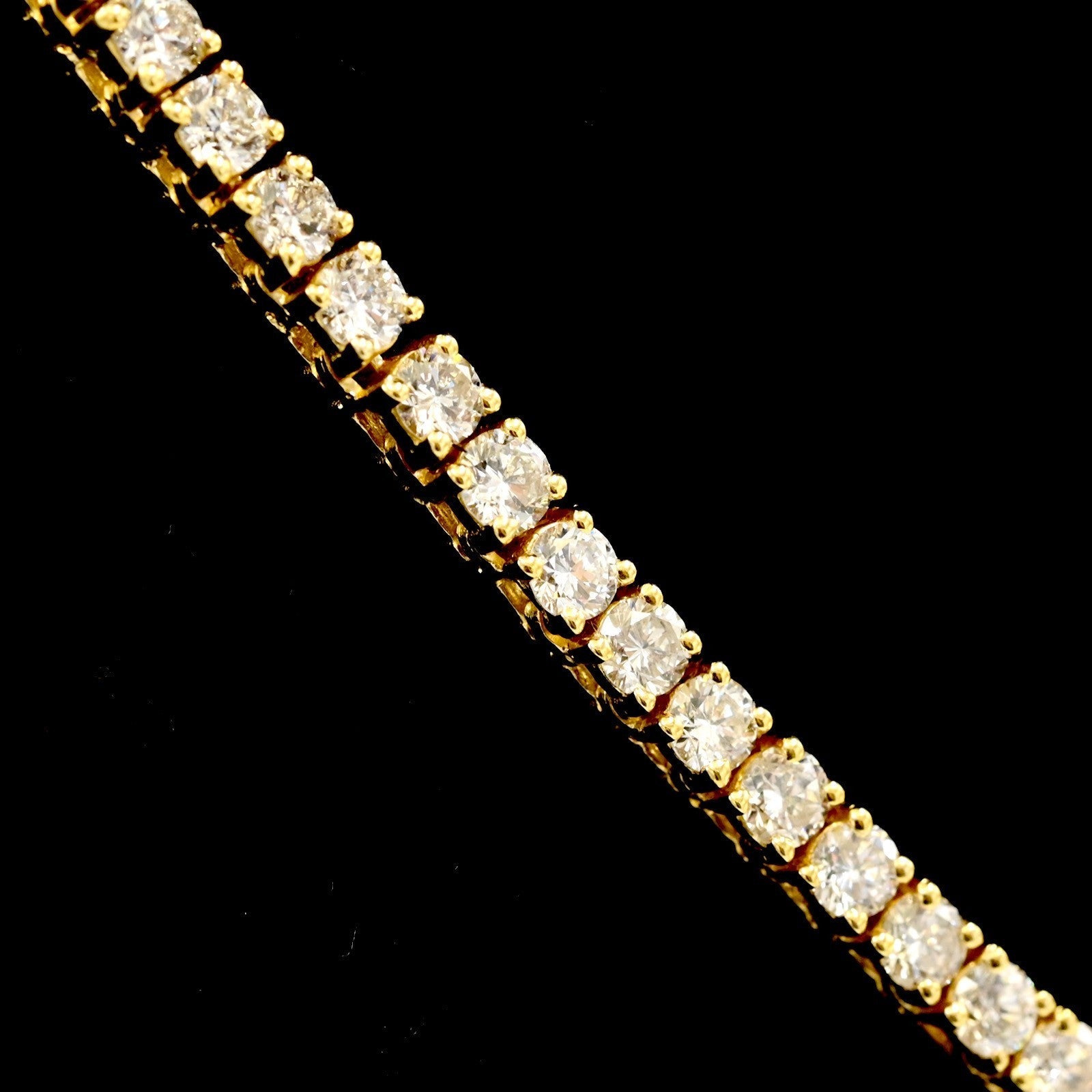 3.2MM 10k Yellow Gold 21Inch 16CTW Diamond 10 Pointer Solitaire Tennis Chain 30g - Elite Jewelers - Necklaces & Chains