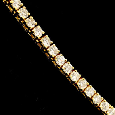 3.2MM 10k Yellow Gold 21Inch 16CTW Diamond 10 Pointer Solitaire Tennis Chain 30g - Elite Jewelers - Necklaces & Chains