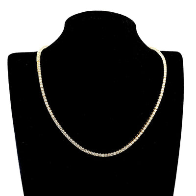 3.2MM 10k Yellow Gold 21Inch 16CTW Diamond 10 Pointer Solitaire Tennis Chain 30g - Elite Jewelers - Necklaces & Chains