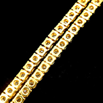 3.2MM 10k Yellow Gold 21Inch 16CTW Diamond 10 Pointer Solitaire Tennis Chain 30g - Elite Jewelers - Necklaces & Chains