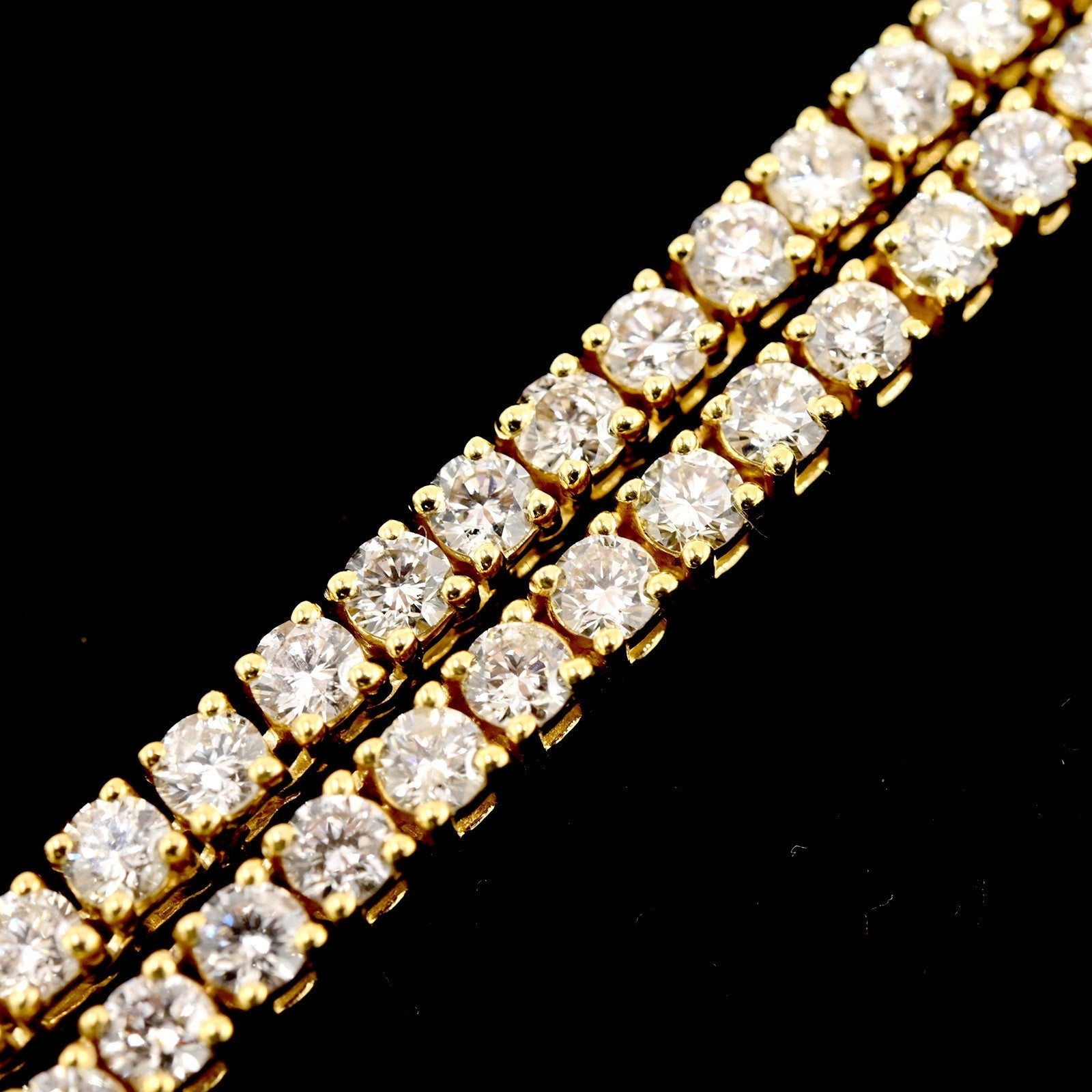 3.2MM 10k Yellow Gold 21Inch 16CTW Diamond 10 Pointer Solitaire Tennis Chain 30g - Elite Jewelers - Necklaces & Chains
