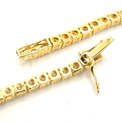 3.2MM 10k Yellow Gold 21Inch 16CTW Diamond 10 Pointer Solitaire Tennis Chain 30g - Elite Jewelers - Necklaces & Chains