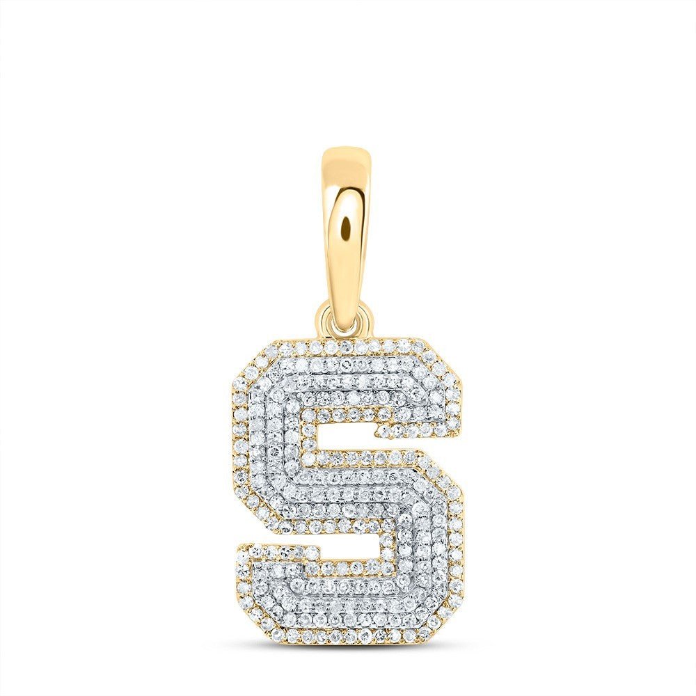 3/4CTW Natural Diamond 10k Yellow Gold Initial "S" Letter Charm 2.63g Pendant - Elite Jewelers - Charms & Pendants