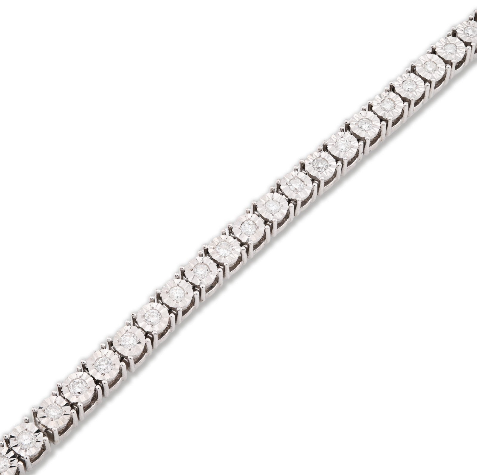 3.5MM 10k White Gold 11gm 1CTW Natural Diamond Illusion Tennis Bracelet 7 Inches - Elite Jewelers - Bracelets