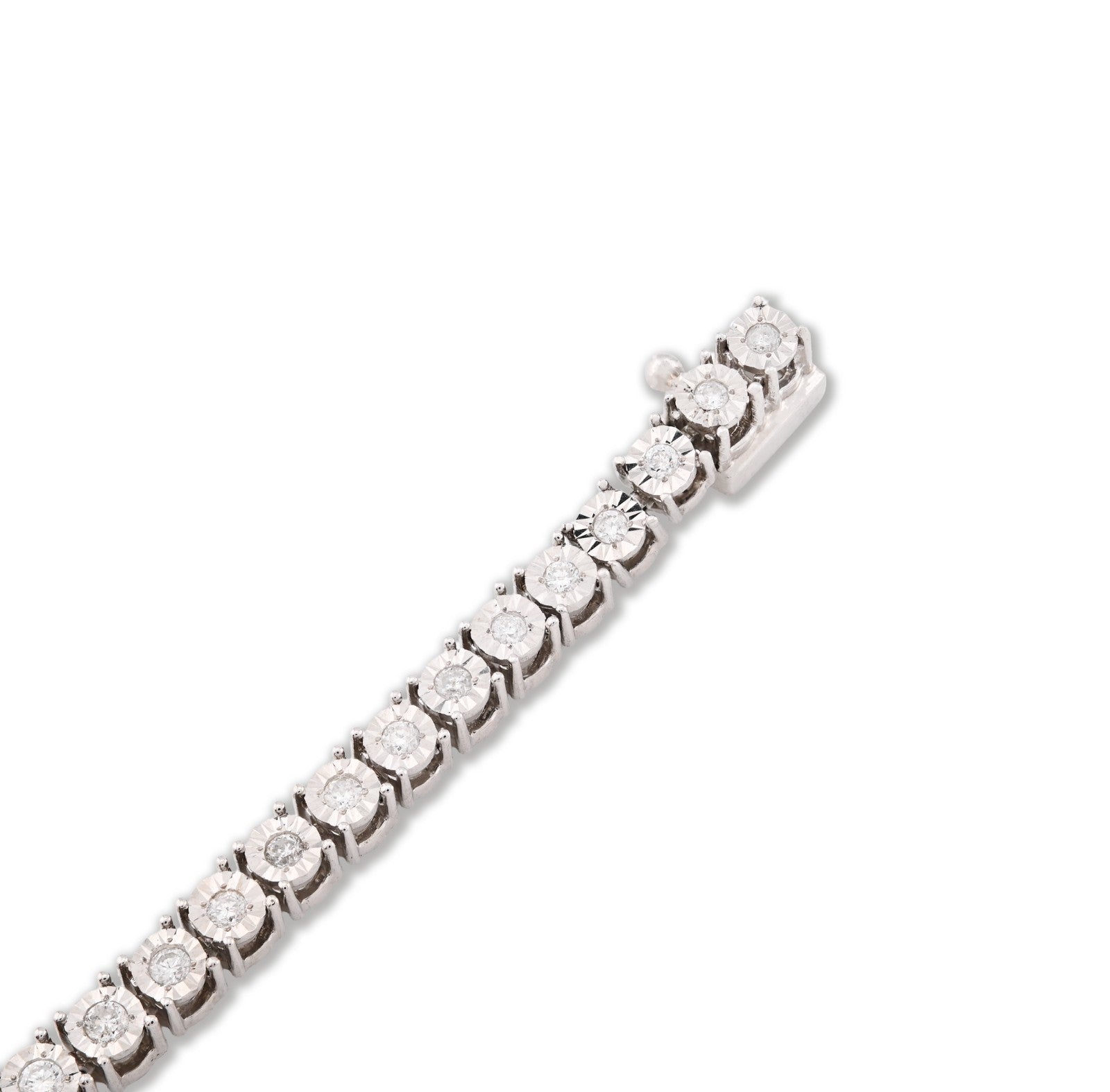 3.5MM 10k White Gold 11gm 1CTW Natural Diamond Illusion Tennis Bracelet 7 Inches - Elite Jewelers - Bracelets