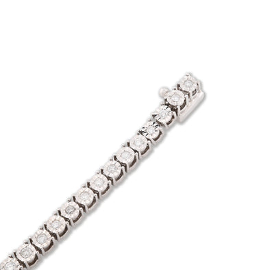 3.5MM 10k White Gold 11gm 1CTW Natural Diamond Illusion Tennis Bracelet 7 Inches - Elite Jewelers - Bracelets