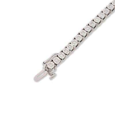 3.5MM 10k White Gold 11gm 1CTW Natural Diamond Illusion Tennis Bracelet 7 Inches - Elite Jewelers - Bracelets