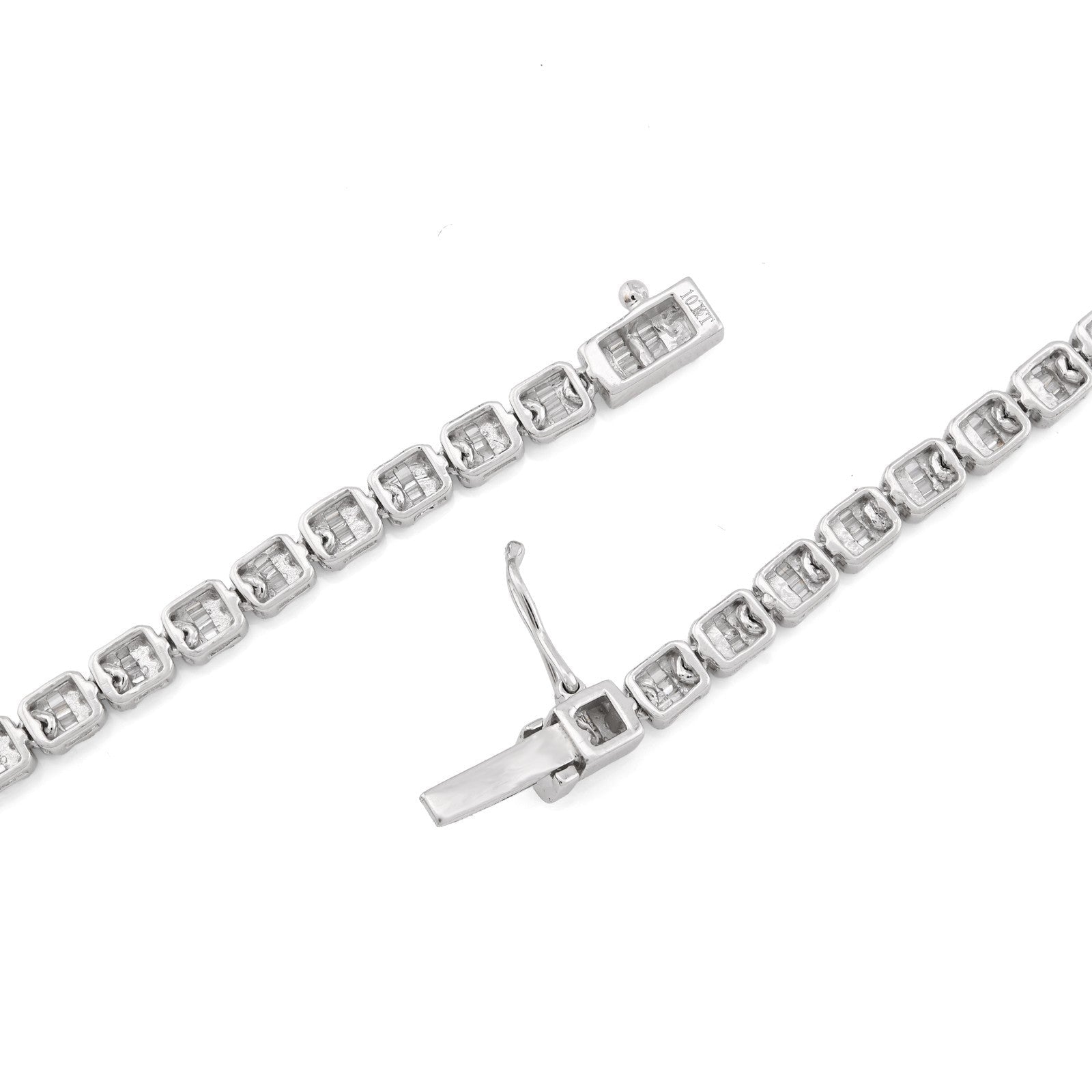 3.5MM 10k White Gold 5.48CTW Round/Baguette Diamond 26.5g Butterfly Tennis Chain - Elite Jewelers - Necklaces & Chains