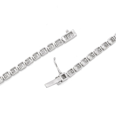 3.5MM 10k White Gold 5.48CTW Round/Baguette Diamond 26.5g Butterfly Tennis Chain - Elite Jewelers - Necklaces & Chains