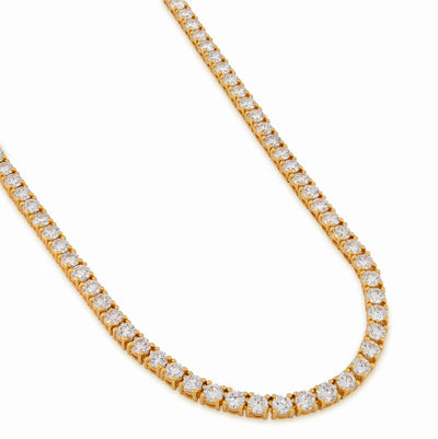 3.5MM 10k Yellow Gold 25.8CTW Lab Diamond Tennis Chain 35.1gm 22 Inches Necklace - Elite Jewelers - Necklaces