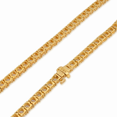 3.5MM 10k Yellow Gold 25.8CTW Lab Diamond Tennis Chain 35.1gm 22 Inches Necklace - Elite Jewelers - Necklaces