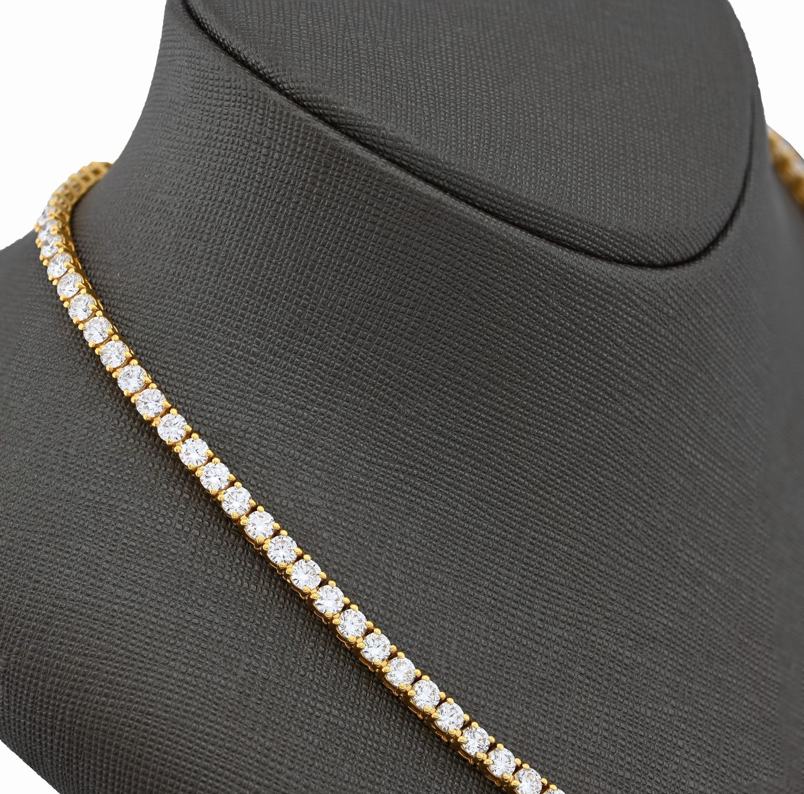 3.5MM 10k Yellow Gold 25.8CTW Lab Diamond Tennis Chain 35.1gm 22 Inches Necklace - Elite Jewelers - Necklaces