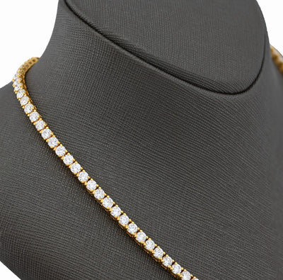 3.5MM 10k Yellow Gold 25.8CTW Lab Diamond Tennis Chain 35.1gm 22 Inches Necklace - Elite Jewelers - Necklaces