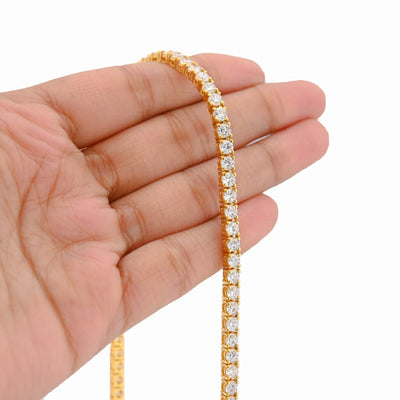 3.5MM 10k Yellow Gold 25.8CTW Lab Diamond Tennis Chain 35.1gm 22 Inches Necklace - Elite Jewelers - Necklaces