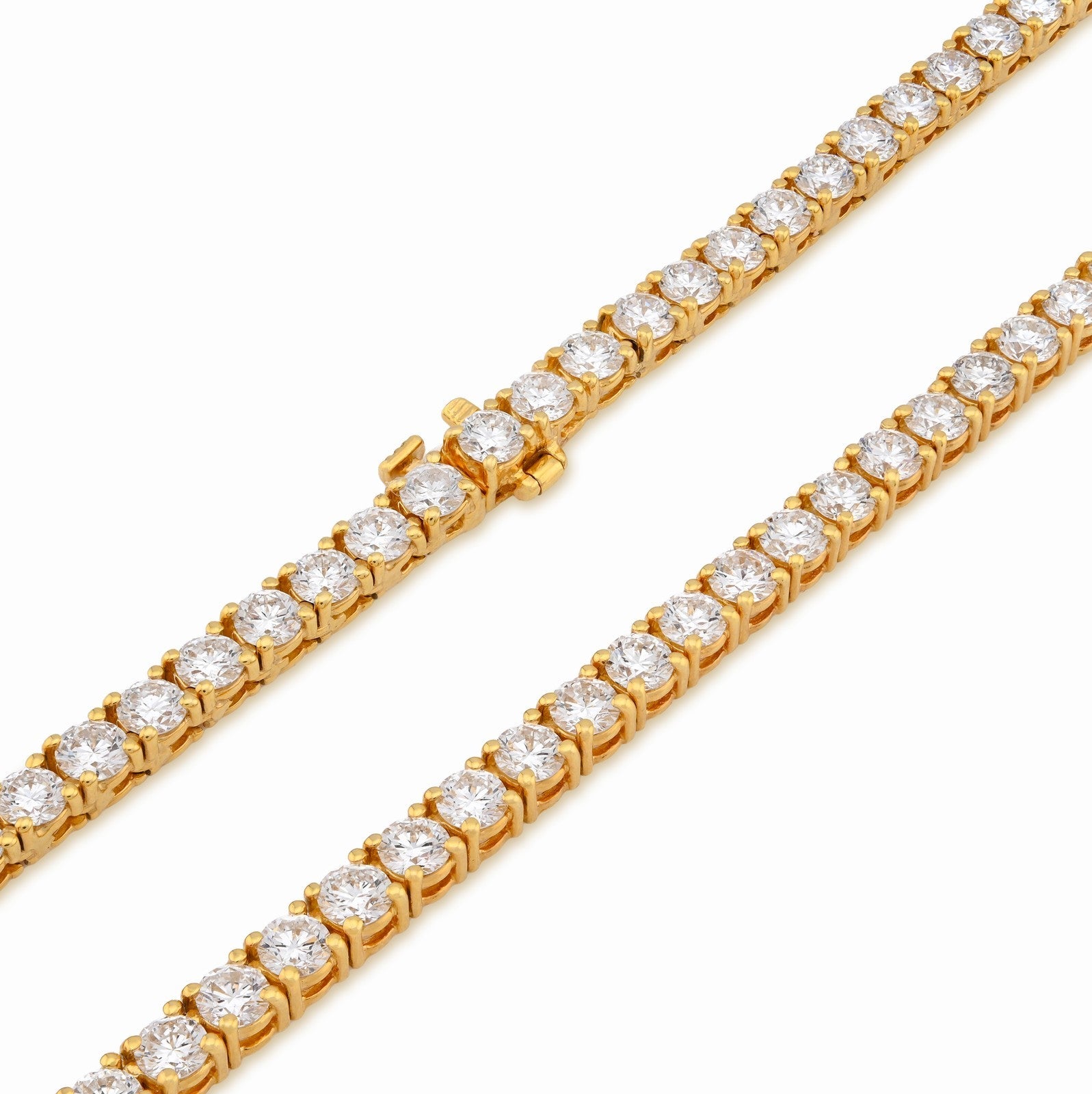 3.5MM 10k Yellow Gold 25.8CTW Lab Diamond Tennis Chain 35.1gm 22 Inches Necklace - Elite Jewelers - Necklaces