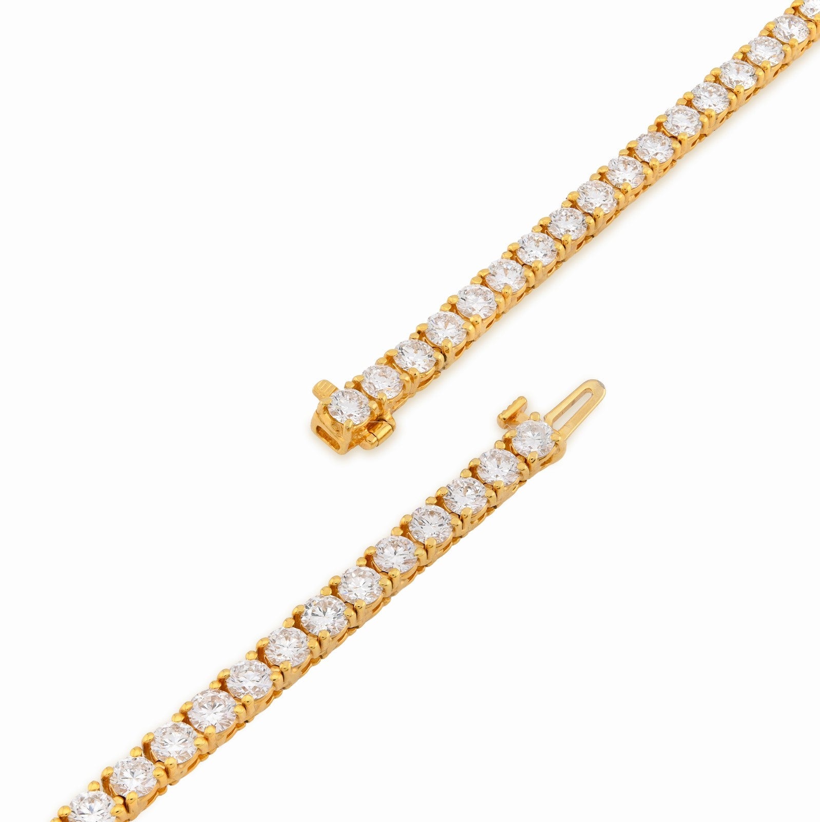 3.5MM 10k Yellow Gold 25.8CTW Lab Diamond Tennis Chain 35.1gm 22 Inches Necklace - Elite Jewelers - Necklaces