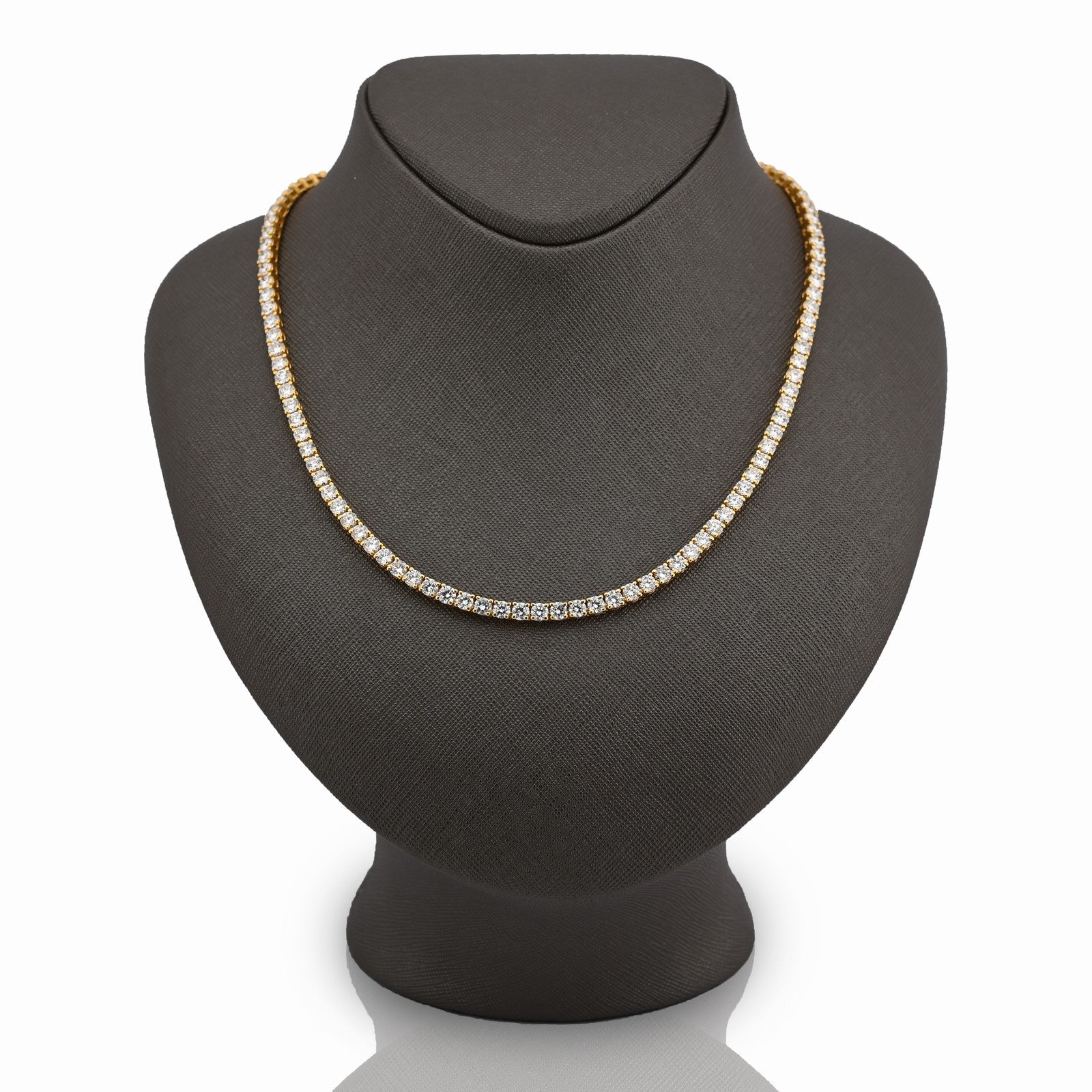 3.5MM 10k Yellow Gold 25.8CTW Lab Diamond Tennis Chain 35.1gm 22 Inches Necklace - Elite Jewelers - Necklaces