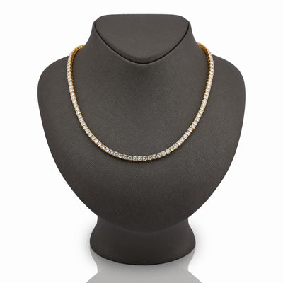 3.5MM 10k Yellow Gold 25.8CTW Lab Diamond Tennis Chain 35.1gm 22 Inches Necklace - Elite Jewelers - Necklaces