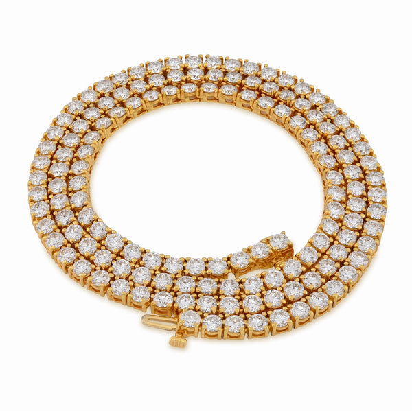 3.5MM 10k Yellow Gold 25.8CTW Lab Diamond Tennis Chain 35.1gm 22 Inches Necklace - Elite Jewelers - Necklaces