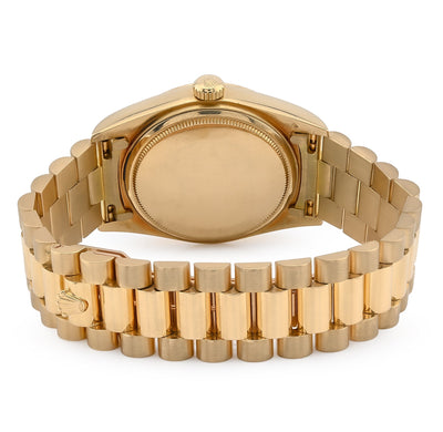 36MM Gold Rolex Day Date Presidential 18k Yellow Fluted Bezel Jubilee Band 128238 - Elite Jewelers - Luxury Watch